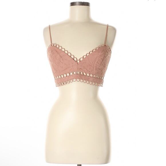 Zimmermann Cropped Bra Top Bralette Embroidered Salmon Pink M 2 Flawed See Pics - Picture 1 of 8